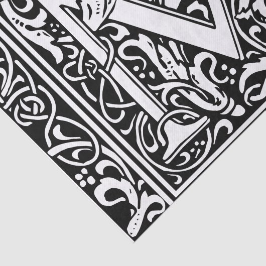 Letter M Middeleeuws Monogram Art Nouveau Tissuepapier (Detail)