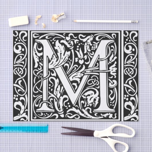Letter M Middeleeuws Monogram Art Nouveau Tissuepapier (Craft)