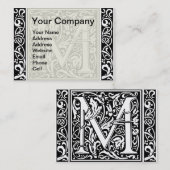 Letter M Middeleeuws Monogram Art Nouveau Visitekaartje (Voorkant / Achterkant)