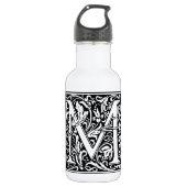 Letter M Middeleeuws Monogram Art Nouveau Waterfles (Voorkant)