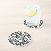 Letter M Middeleeuws Monogram Art Nouveau Zandsteen Onderzetter (Zijkant)