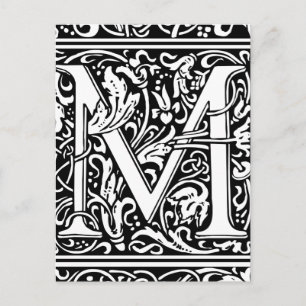 Letter M Middeleeuwse Monogram Art Nouveau Briefkaart