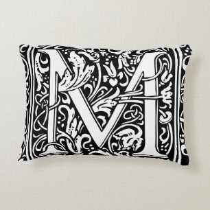 Letter M Middeleeuwse Monogram Art Nouveau Decoratief Kussen