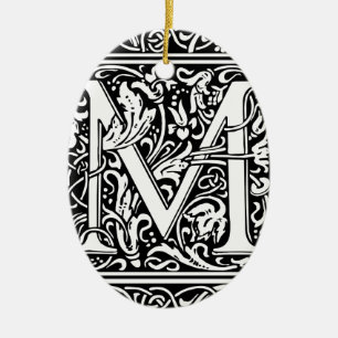 Letter M Middeleeuwse Monogram Art Nouveau Keramisch Ornament