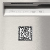 Letter M Middeleeuwse Monogram Art Nouveau Magneet (Insitu (Vaatwasser))