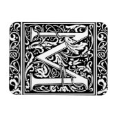Letter M Middeleeuwse Monogram Art Nouveau Magneet (Horizontaal)
