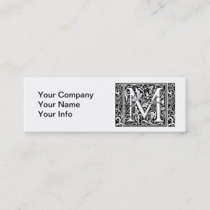 Letter M Middeleeuwse Monogram Art Nouveau Mini Visitekaartje