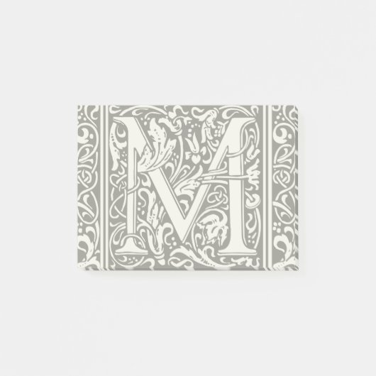 Letter M Middeleeuwse Monogram Art Nouveau Post-it® Notes (Voorkant)