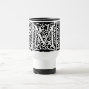 Letter M Middeleeuwse Monogram Art Nouveau Reisbeker