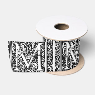 Letter M Middeleeuwse Monogram Art Nouveau Satijnen Lint