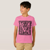 Letter M Middeleeuwse Monogram Art Nouveau T-shirt (Voorkant volledig)