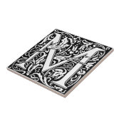 Letter M Middeleeuwse Monogram Art Nouveau Tegeltje (Zijkant)
