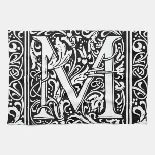 Letter M Middeleeuwse Monogram Art Nouveau Theedoek