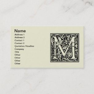Letter M Middeleeuwse Monogram Art Nouveau Visitekaartje