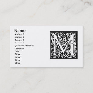 Letter M Middeleeuwse Monogram Art Nouveau Visitekaartje