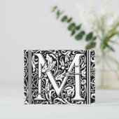 Letter M Middeleeuwse Monogram Vintage Initiaal Briefkaart (Staand voorkant)