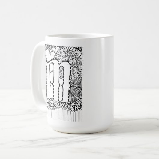 Letter M Mok, Art van Elizabeth Sampson Coffee Mok (Voorkant links)