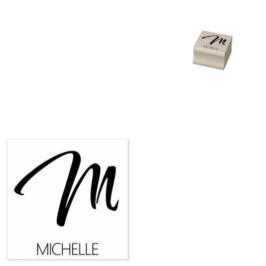Letter M Monogram - Aangepaste rubberen stempel (Gestempeld)
