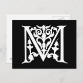 Letter M Monogram Black White "M"-Initialen Briefkaart (Voorkant / Achterkant)
