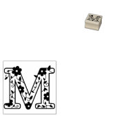 Letter M Monogram Bloemen Rubberstempel (Gestempeld)