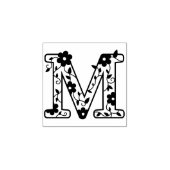 Letter M Monogram Bloemen Rubberstempel (Afrduk)