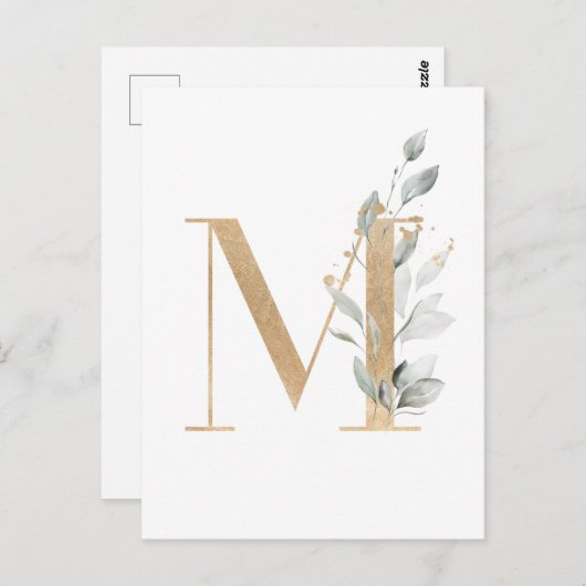 Letter M Monogram Briefkaart (Voorkant / Achterkant)