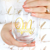 Letter M Monogram bruidsmeisje cadeau, modern eleg Wijnglas Zonder Voet