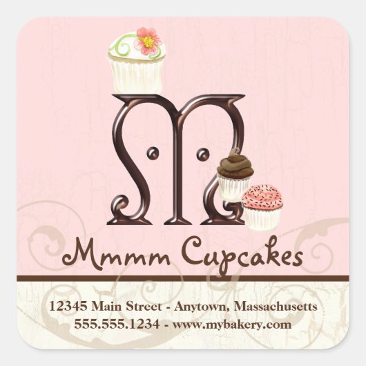 Letter M Monogram Cupcake Logo Zakelijke labels (Voorkant)