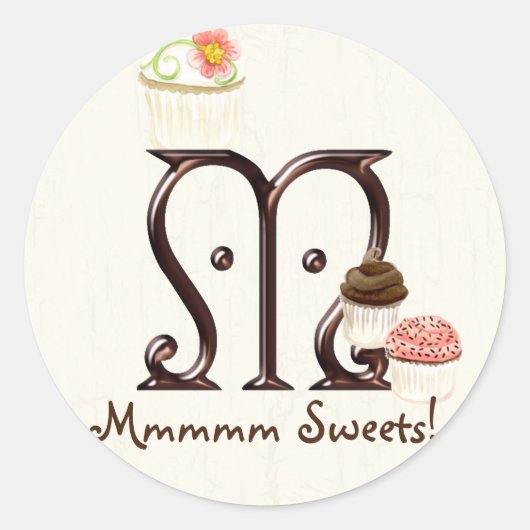 Letter M Monogram Cupcake Logo Zakelijke Stickers (Voorkant)