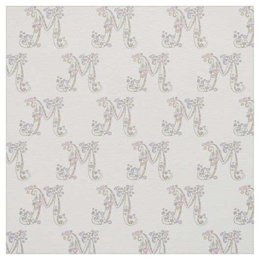 Letter M monogram decoratieve tekst aangepaste sto Stof (Swatch)