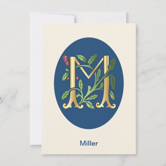 Letter M Monogram Fleur de lis Kaart (Voorkant)