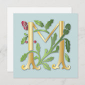 Letter M Monogram Fleur de lis Kaart (Voorkant / Achterkant)