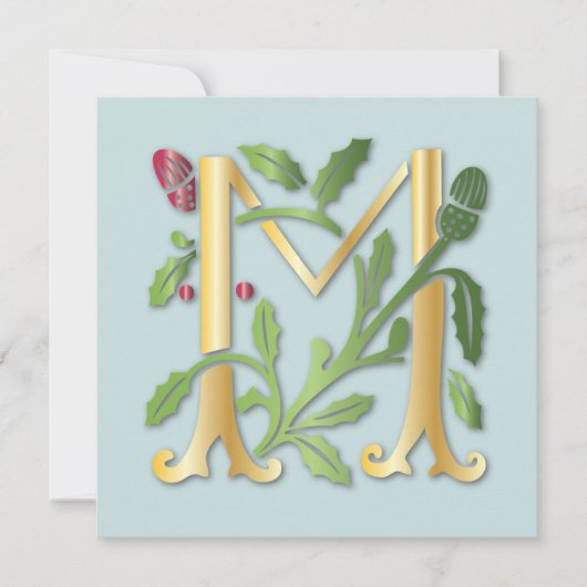 Letter M Monogram Fleur de lis Kaart (Voorkant)