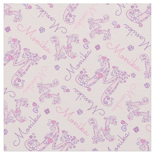 Letter M monogram gepersonaliseerde naam Monika Stof (Close Up)