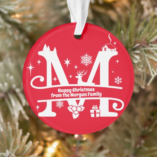 Letter M Monogram Initiaal Familienaam Greeting Ornament (Boom)