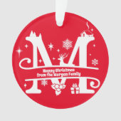 Letter M Monogram Initiaal Familienaam Greeting Ornament (voorkant)