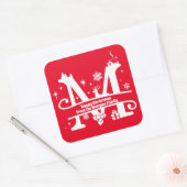 Letter M Monogram Initiaal Familienaam Greeting Vierkante Sticker (Envelop)
