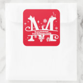 Letter M Monogram Initiaal Familienaam Greeting Vierkante Sticker (Tas)