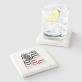 Letter M Monogram Initiaal Patriottisch Vlag VS Stenen Onderzetter (Zijkant)