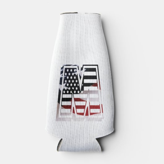 Letter M Monogram Initiaal USA Flesjeskoeler (Voorkant)