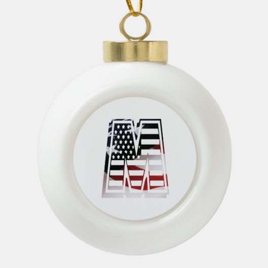 Letter M Monogram Initiaal USA Keramische Bal Ornament (Voorkant)