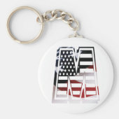 Letter M Monogram Initiaal USA Sleutelhanger (Voorkant)