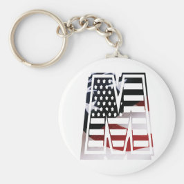 Letter M Monogram Initiaal USA Sleutelhanger