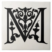  letter M "Monogram" Initialen Tegeltje (Voorkant)