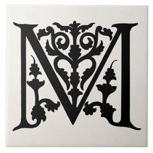  letter M "Monogram" Initialen Tegeltje (Voorkant)