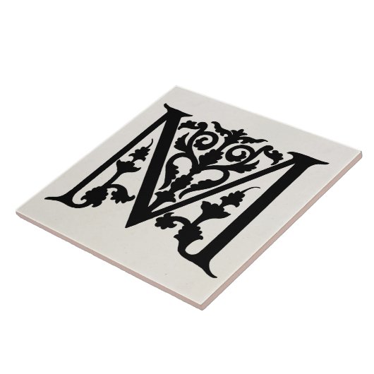  letter M "Monogram" Initialen Tegeltje (Zijkant)