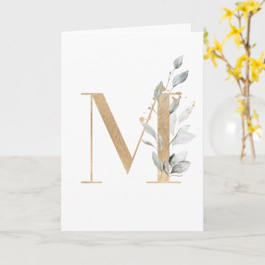 Letter M Monogram Kaart (Gele Bloem)