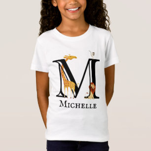 Letter M Monogram Kind Safari Dieren Giraffe T-shirt