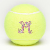 Letter M-monogram meisjes gepersonaliseerde doodle Tennisballen (Achterkant)