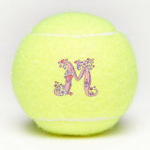 Letter M-monogram meisjes gepersonaliseerde doodle Tennisballen (Voorkant)